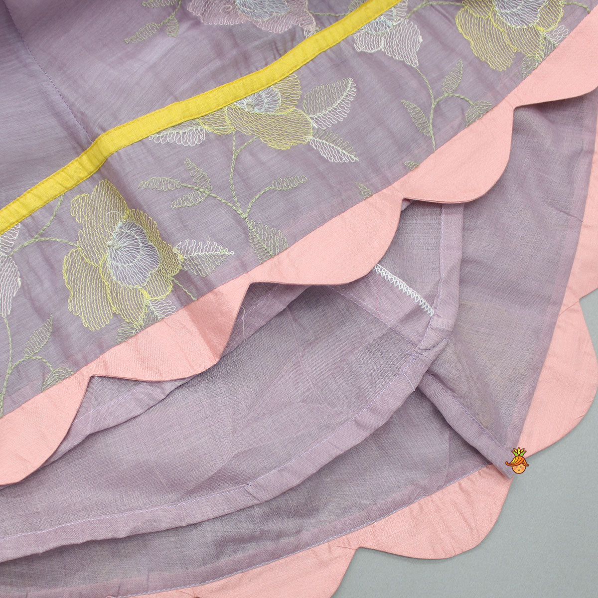 Pre Order: Lavender Thread Embroidered Kurti And Tulip Dhoti With Dupatta