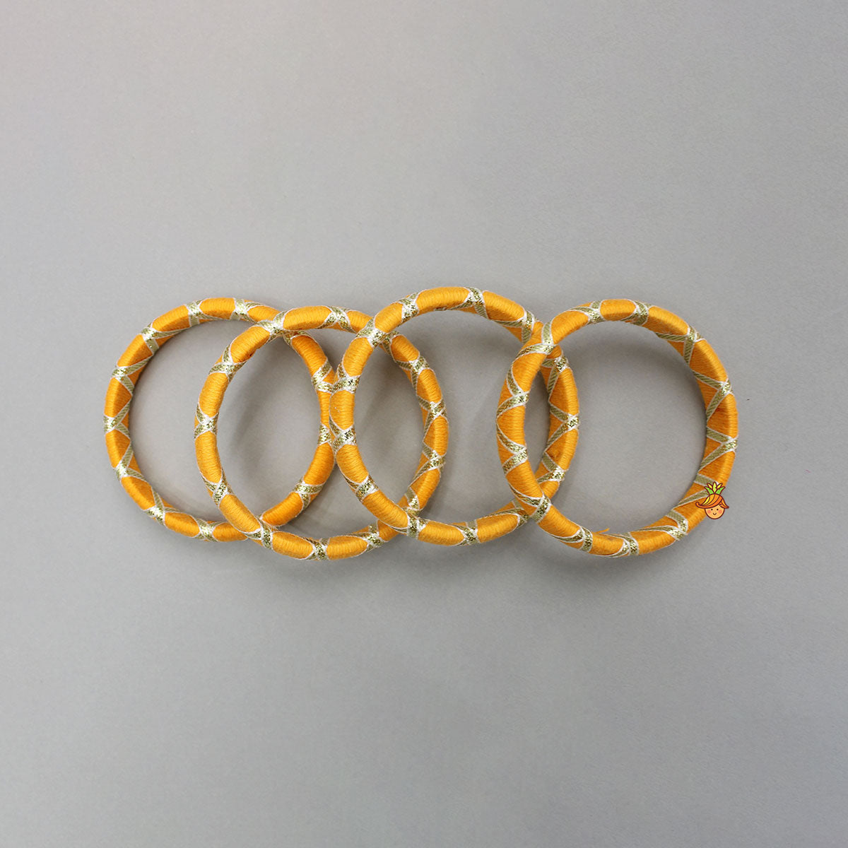 Gota Lace Detailed Yellow Bangles Set