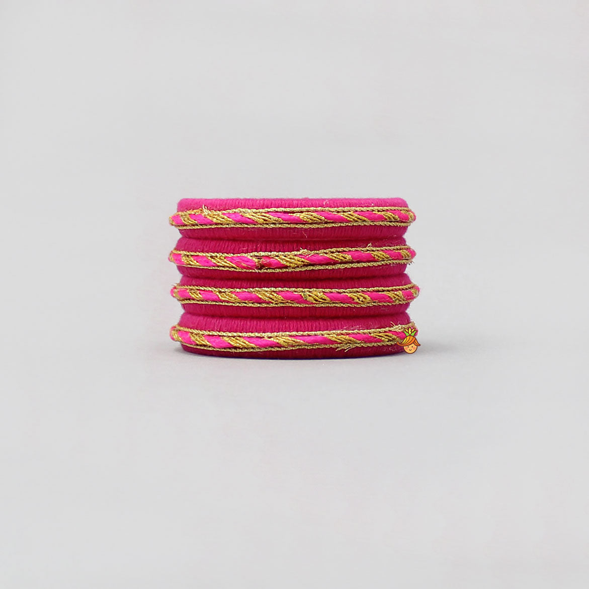 Thread And Lace Detailed Pink Bangles Set