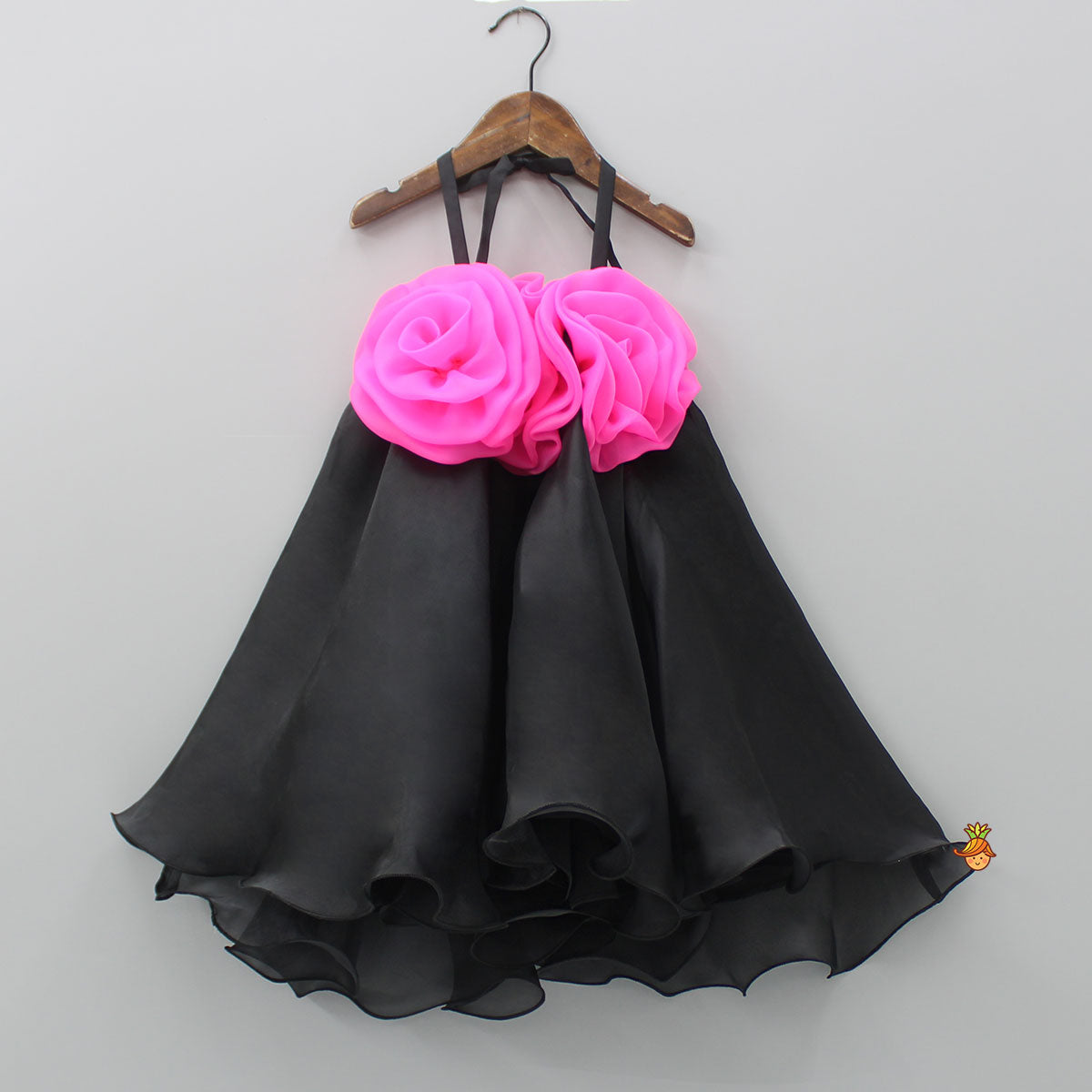 Flower Enhanced Halter Neck Flared Dress