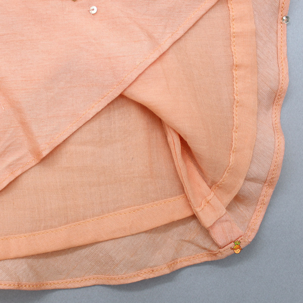 Pre Order: Embroidered Peach Tie-Up Strap Top And Pleated Lehenga