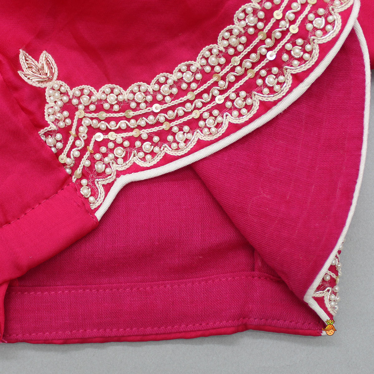 Pre Order: Red Embroidered Stylish Hem Top And Lehenga