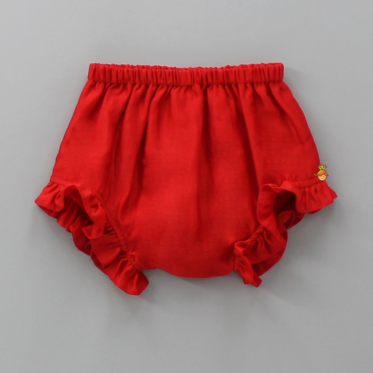 Pre Order: Embroidered Yoke Red Top And Bloomer