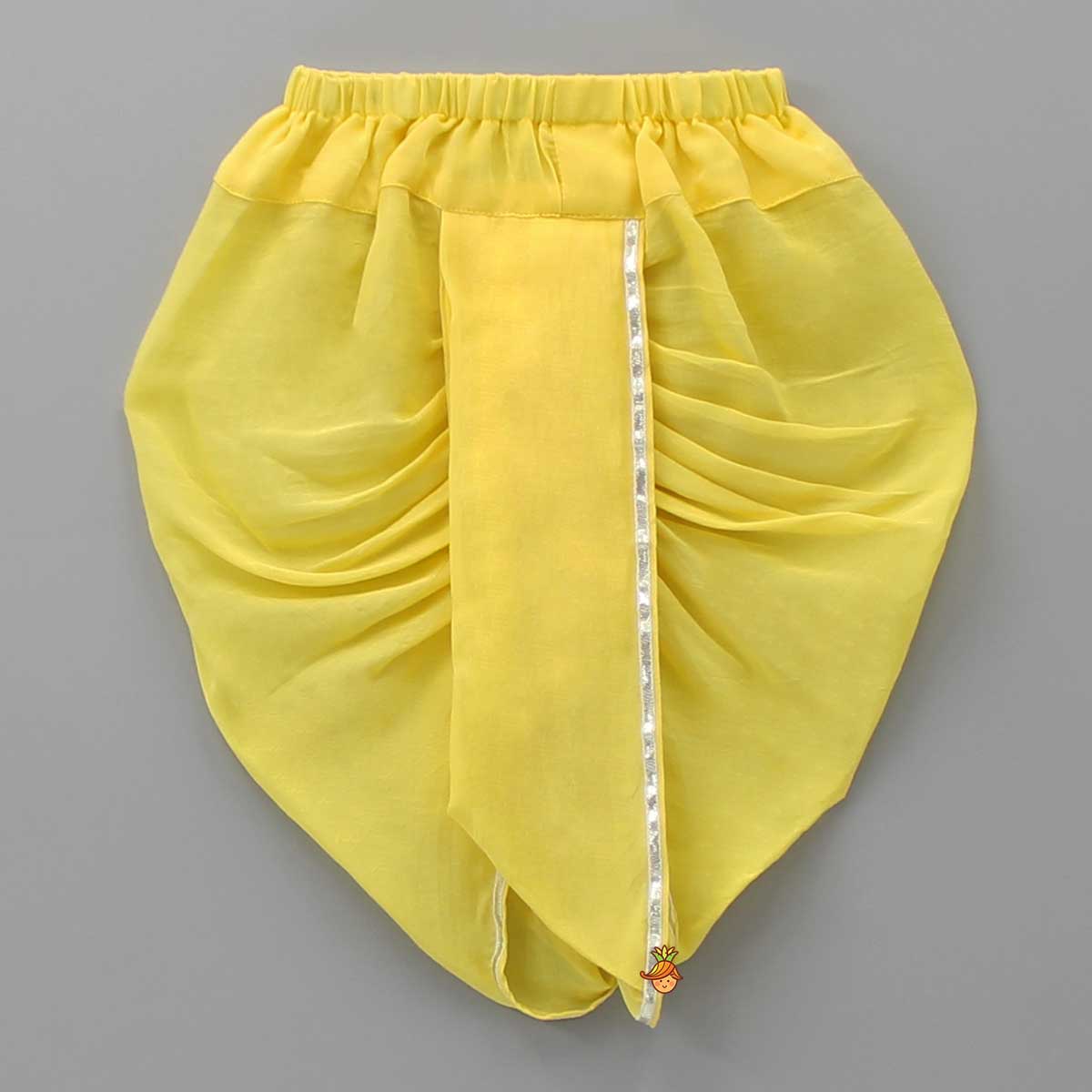 Pre Order: Embroidered Yellow Kurta And Dhoti