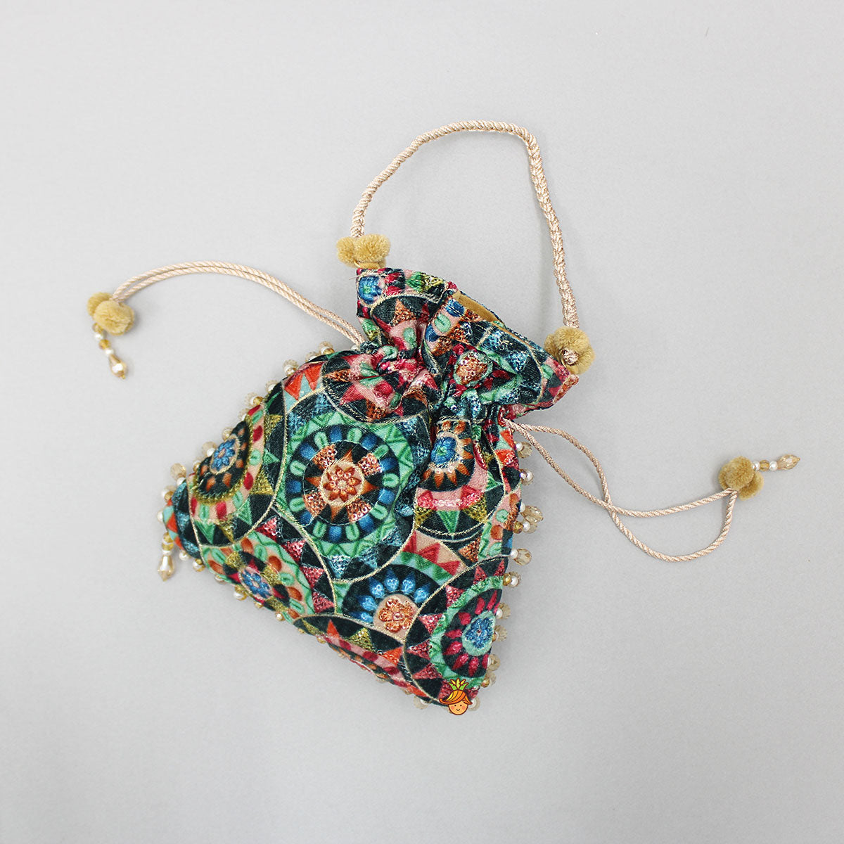 Multicolour Embroidered Velvet Potli Bag