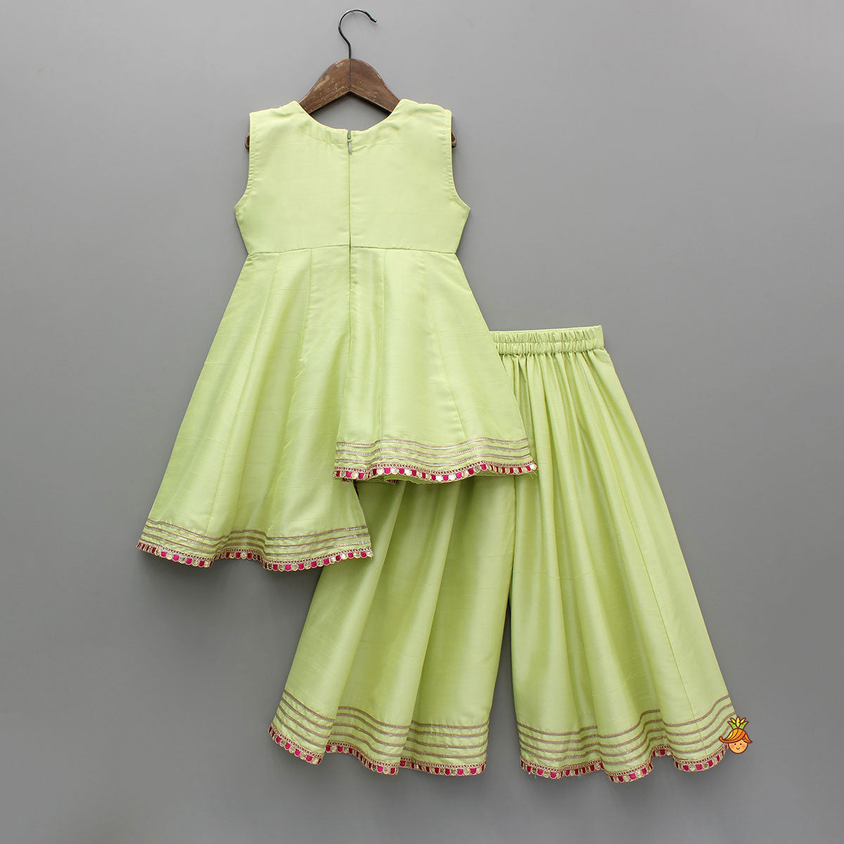 Pre Order: Stylish Asymmetrical Hem Kurti And Flared Palazzo