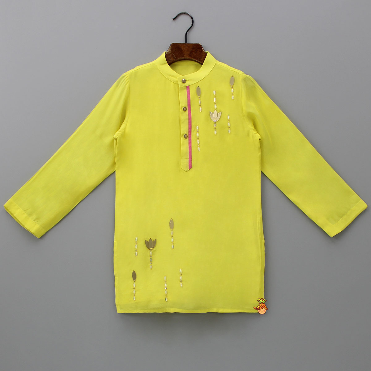 Pre Order: Embellished Yellow Kurta And Pyjama