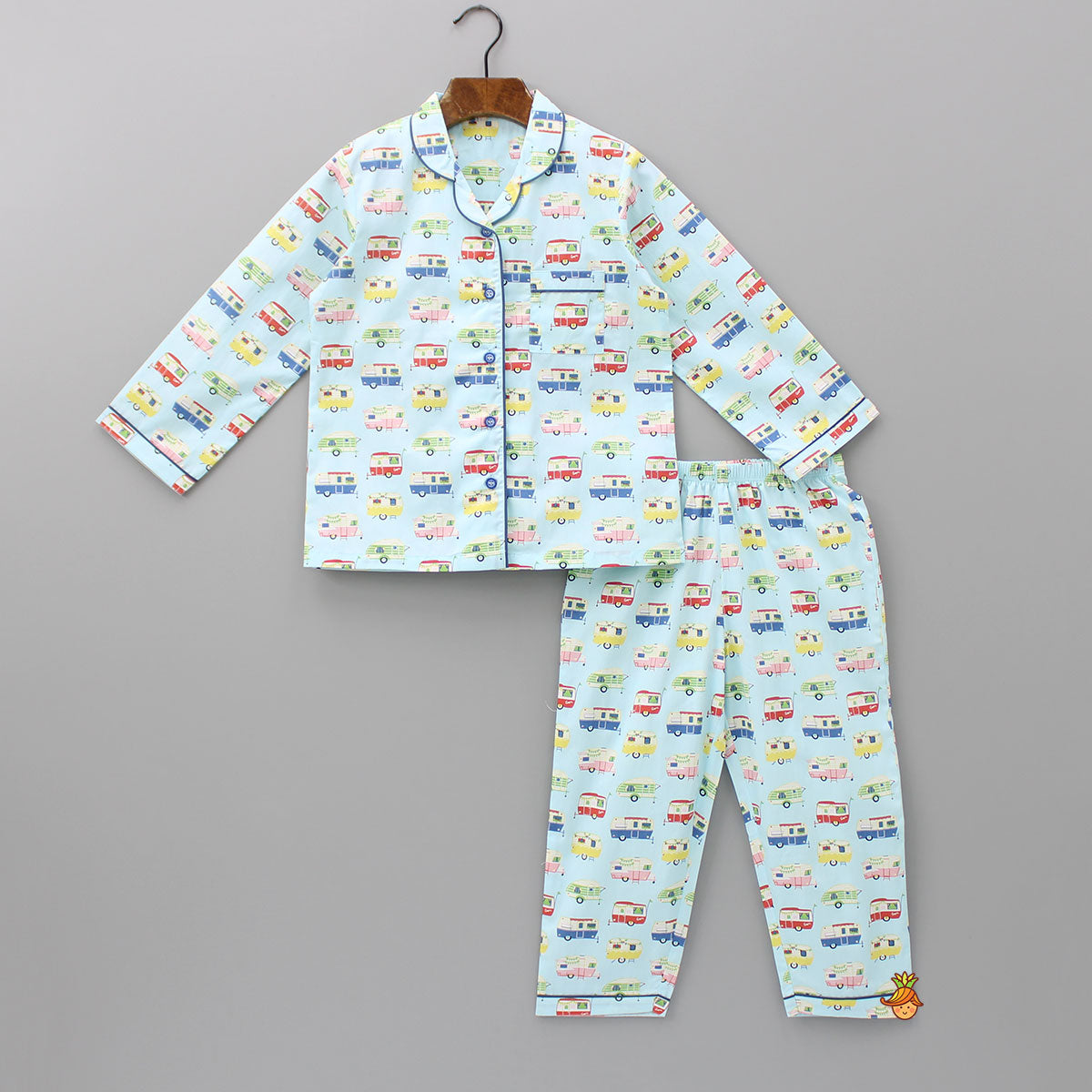 Pre Order: Vehicle Printed Notched Collar Sleepwear