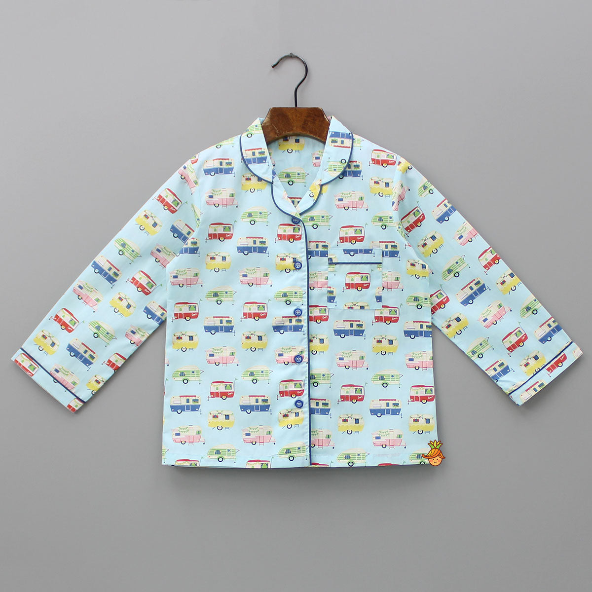 Pre Order: Vehicle Printed Notched Collar Sleepwear