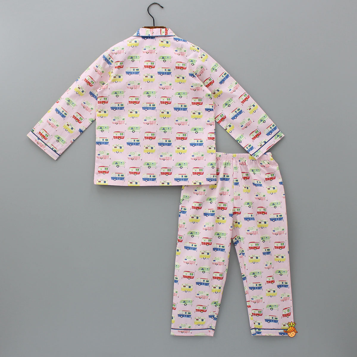 Pre Order: Multicolour Vehicle Printed Notched Collar Sleepwear