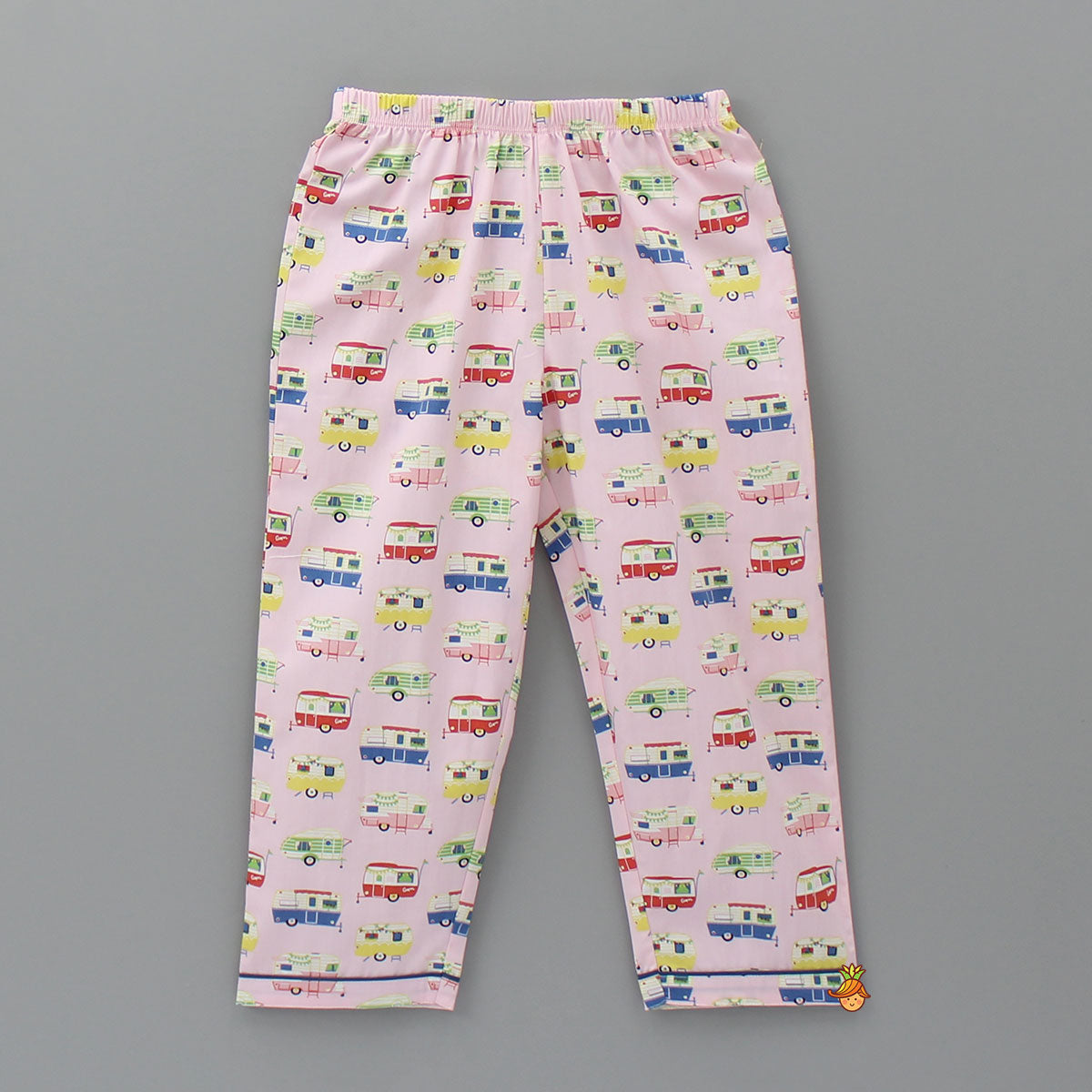 Pre Order: Multicolour Vehicle Printed Notched Collar Sleepwear