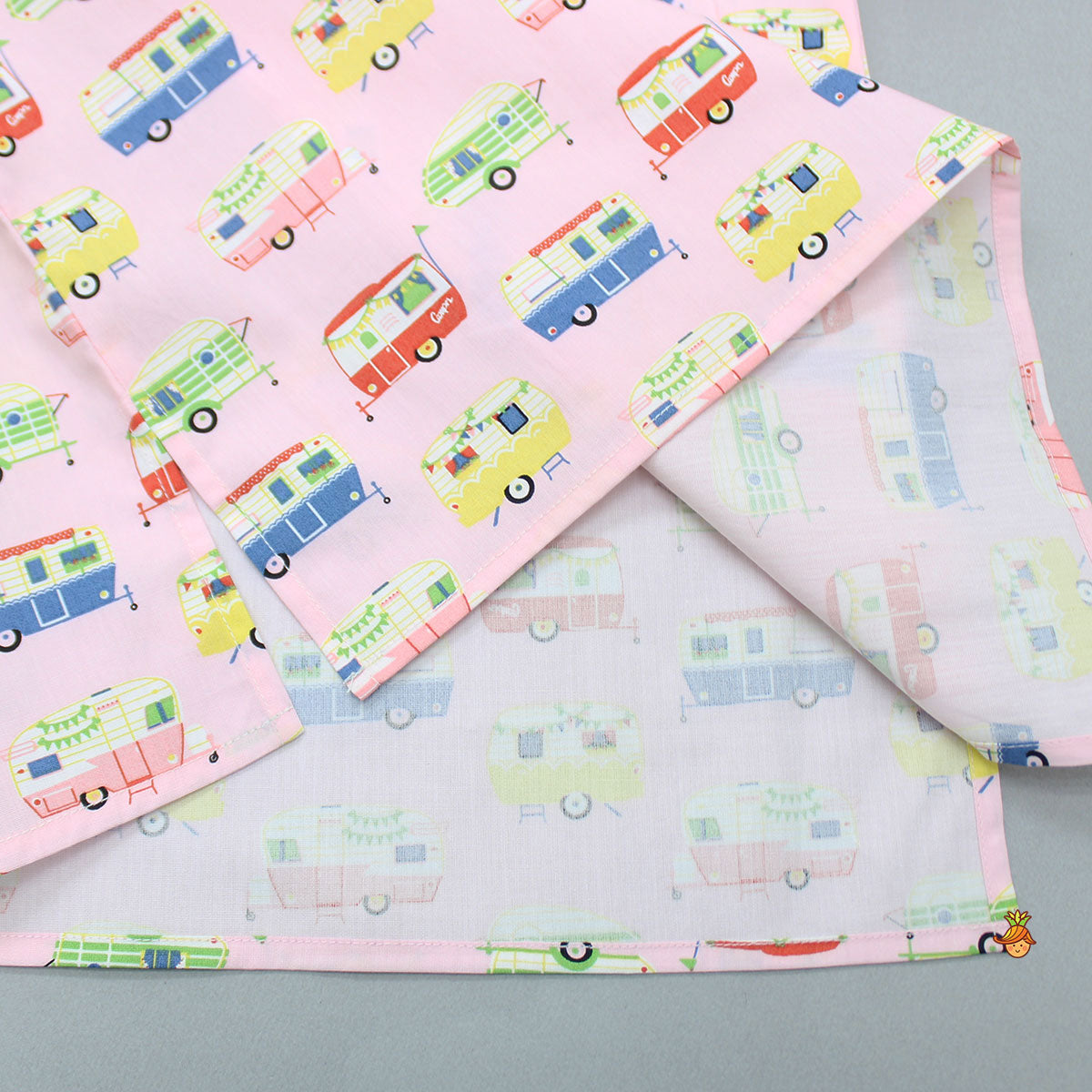 Pre Order: Multicolour Vehicle Printed Notched Collar Sleepwear