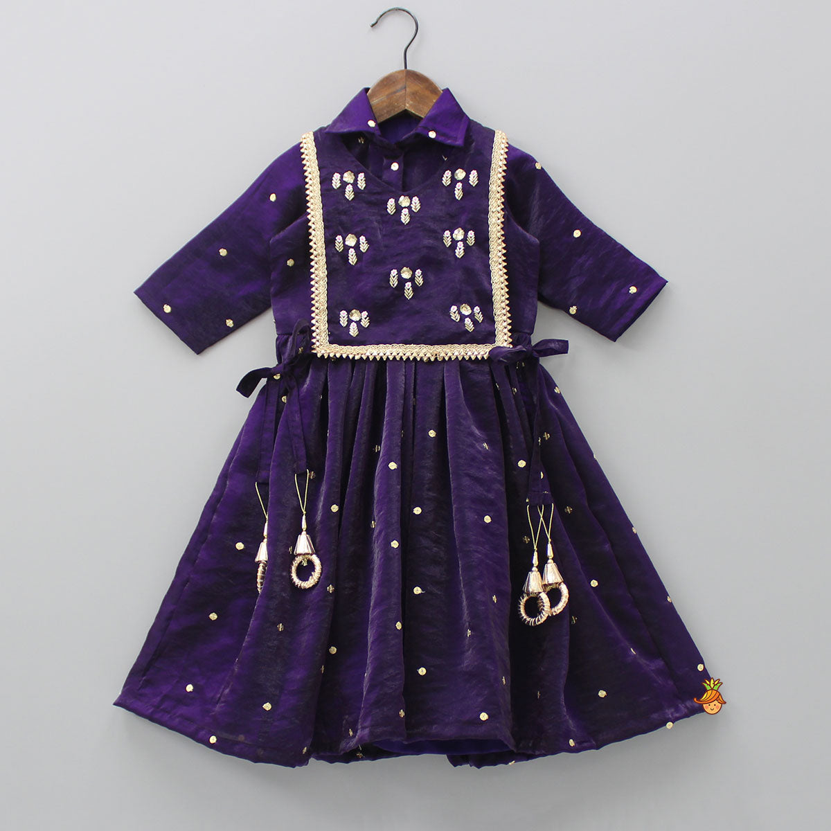 Pre Order: Purple Embroidered Kurti And Top