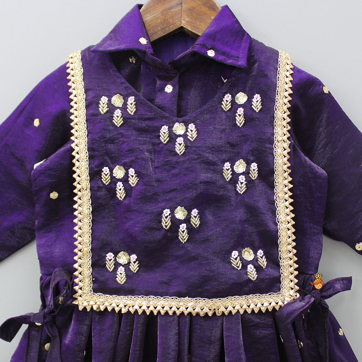 Pre Order: Purple Embroidered Kurti And Top