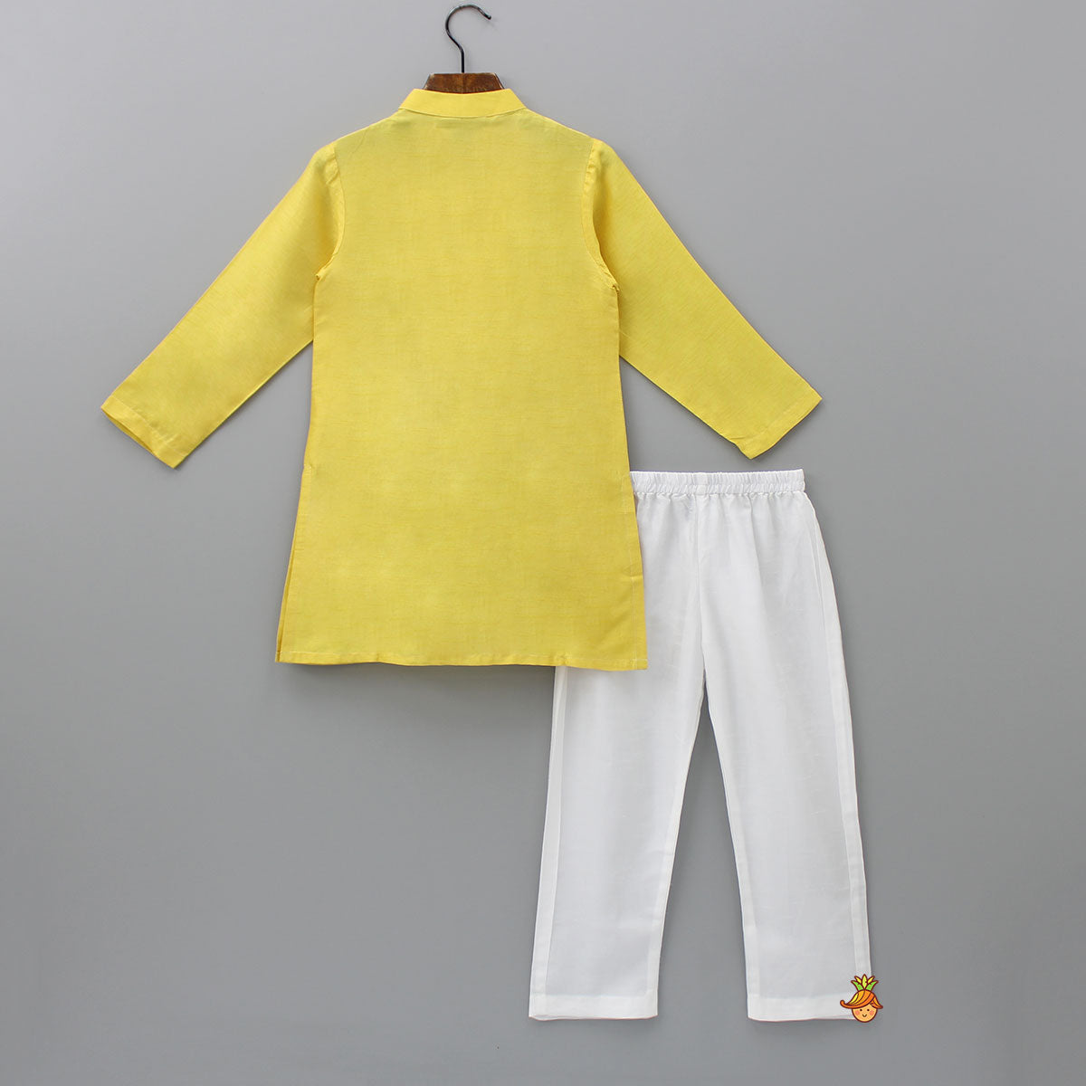 Pre Order: Thread Embroidered Yellow Kurta And Pyjama