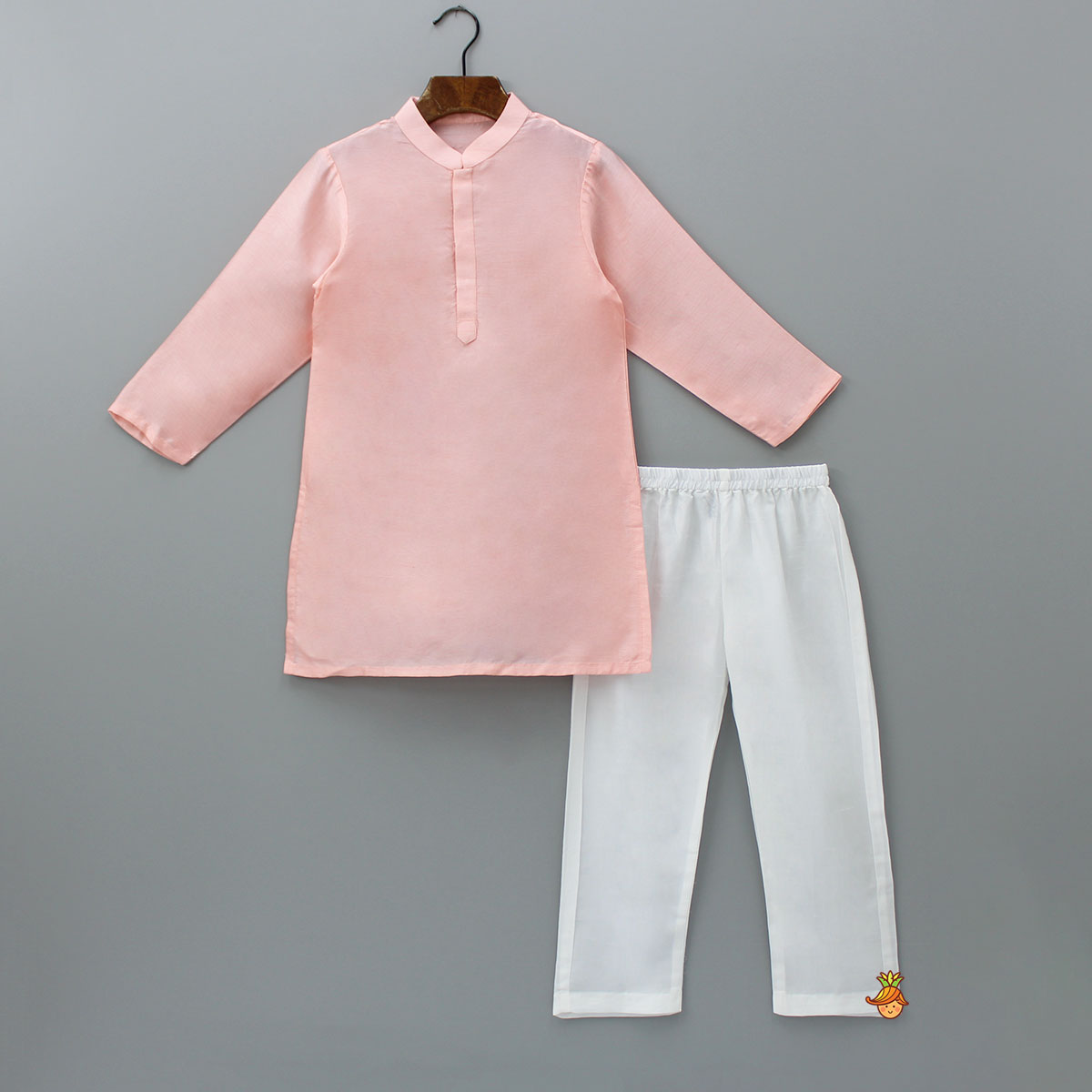 Pre Order: Peach Kurta And Embroidered Jacket With Pyjama