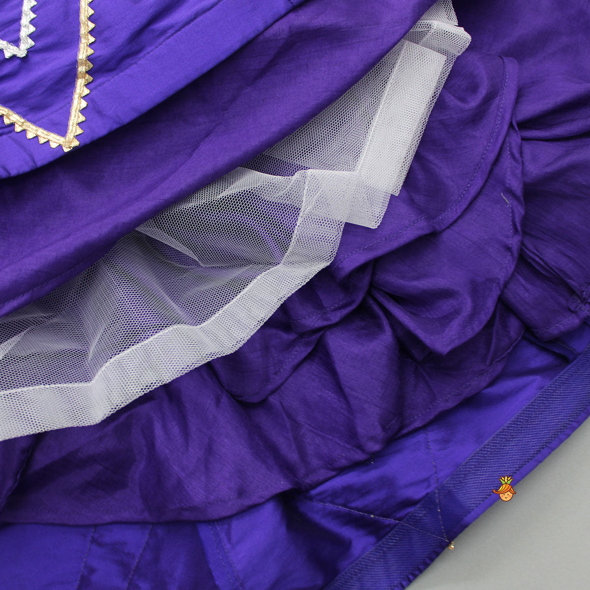 Pre Order: Embroidered Purple Top And Lehenga With Net Dupatta