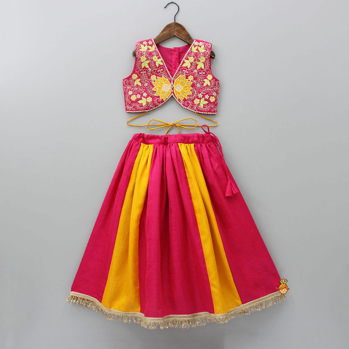 Pre Order: Embroidered Stylish Top And Dual Tone Pleated Lehenga