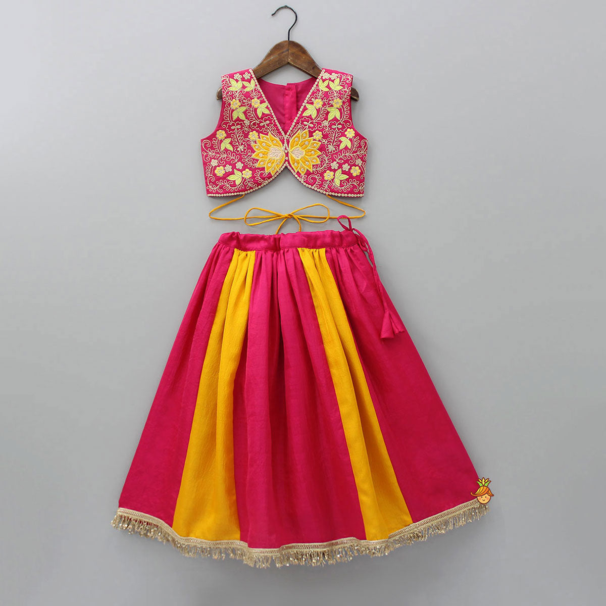 Pre Order: Embroidered Stylish Top And Dual Tone Pleated Lehenga