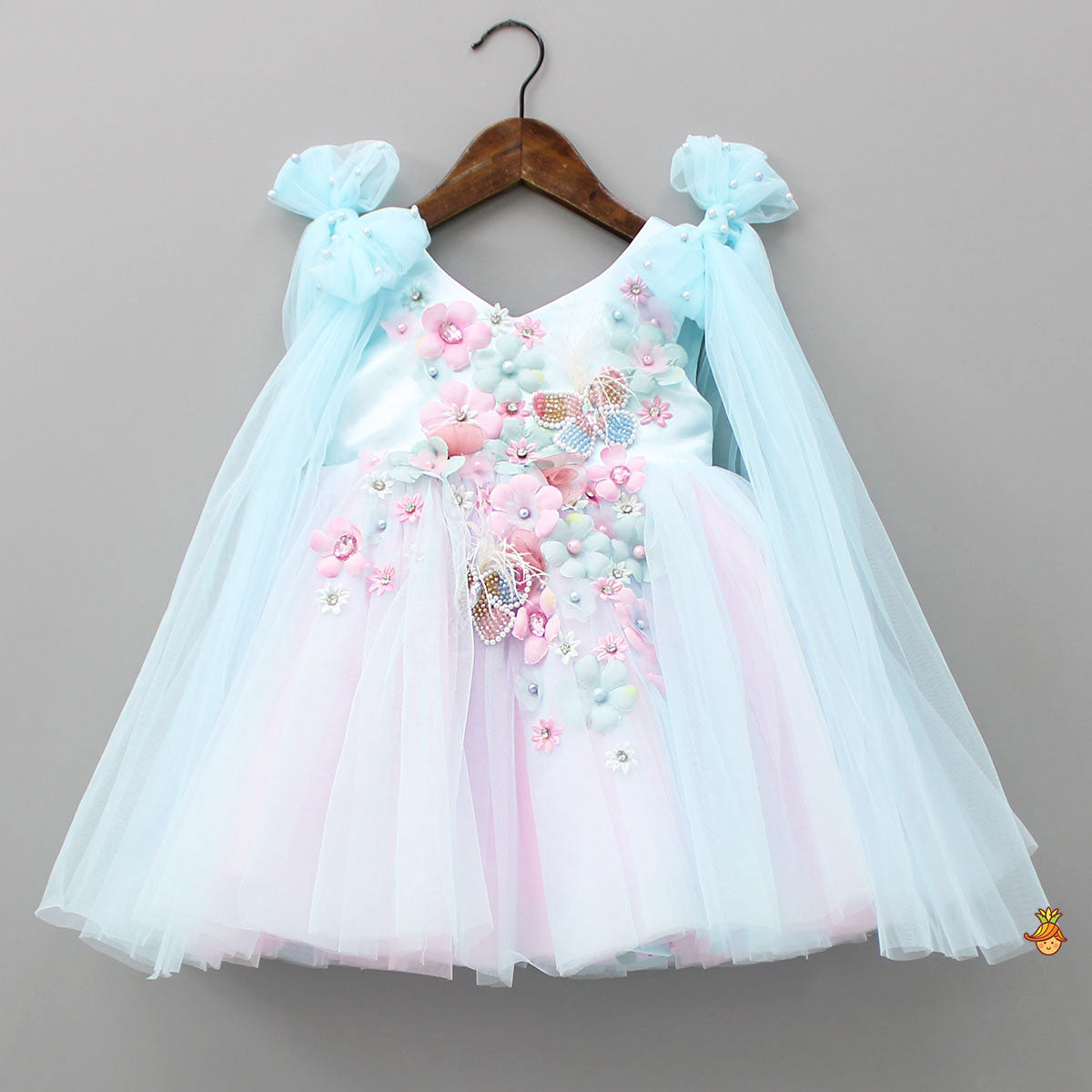 Pre Order: Dual Tone Butterflies And Flowers Embellished Dress