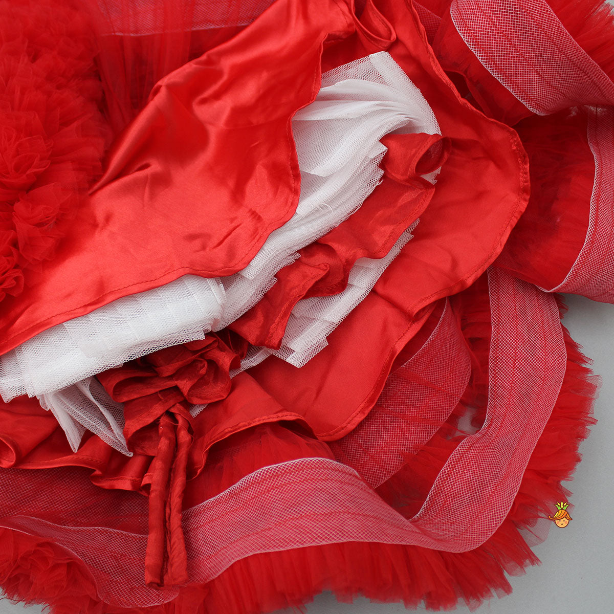 Pre Order: Red Ruffle Trail Dress With Detachable Bow And Swirled Bowie Head Band