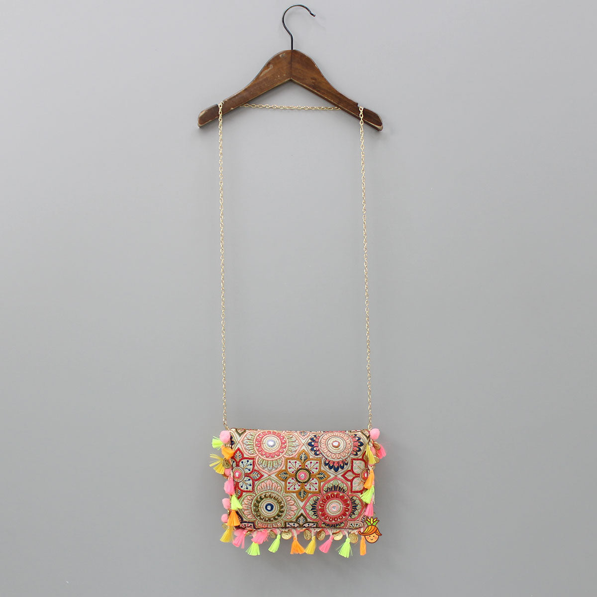 Multicolour Thread Embroidered Sling Bag