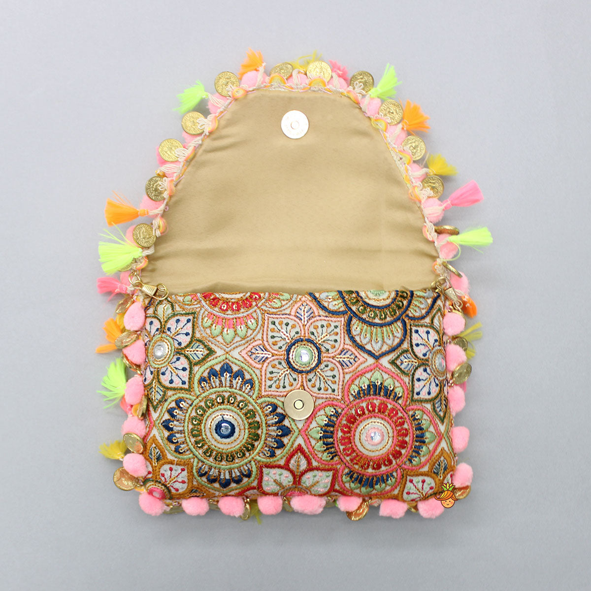 Multicolour Thread Embroidered Sling Bag