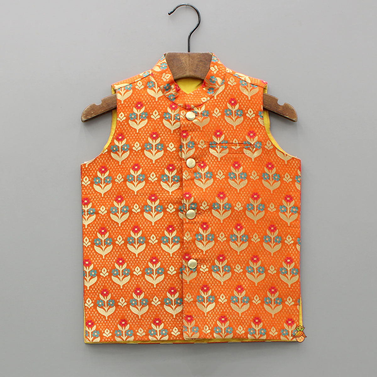 Pre Order: Floral Orange Brocade Jacket