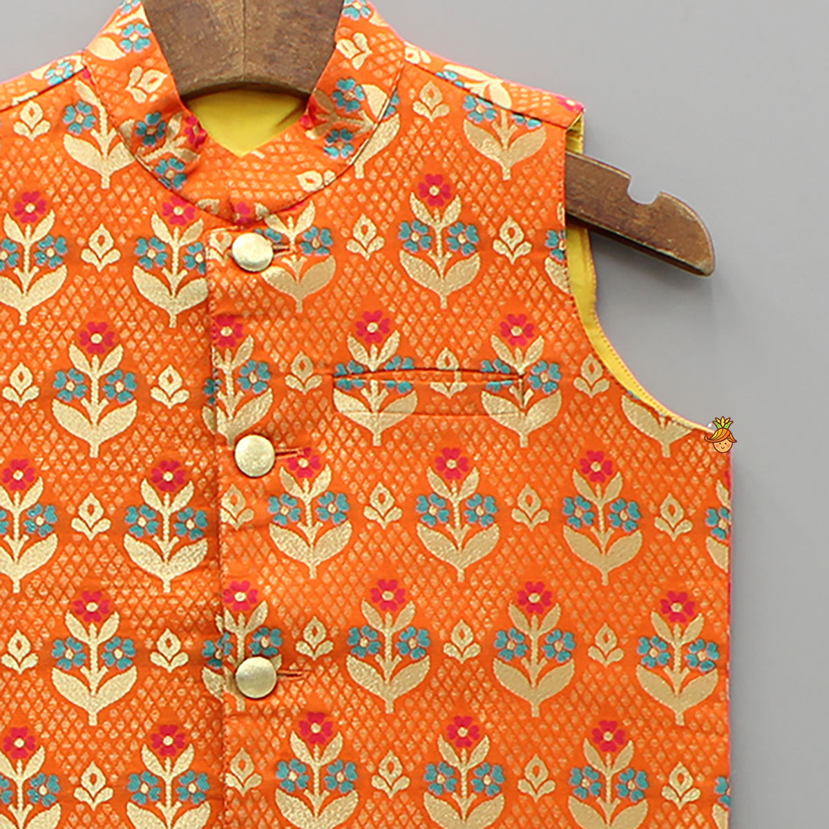 Pre Order: Floral Orange Brocade Jacket