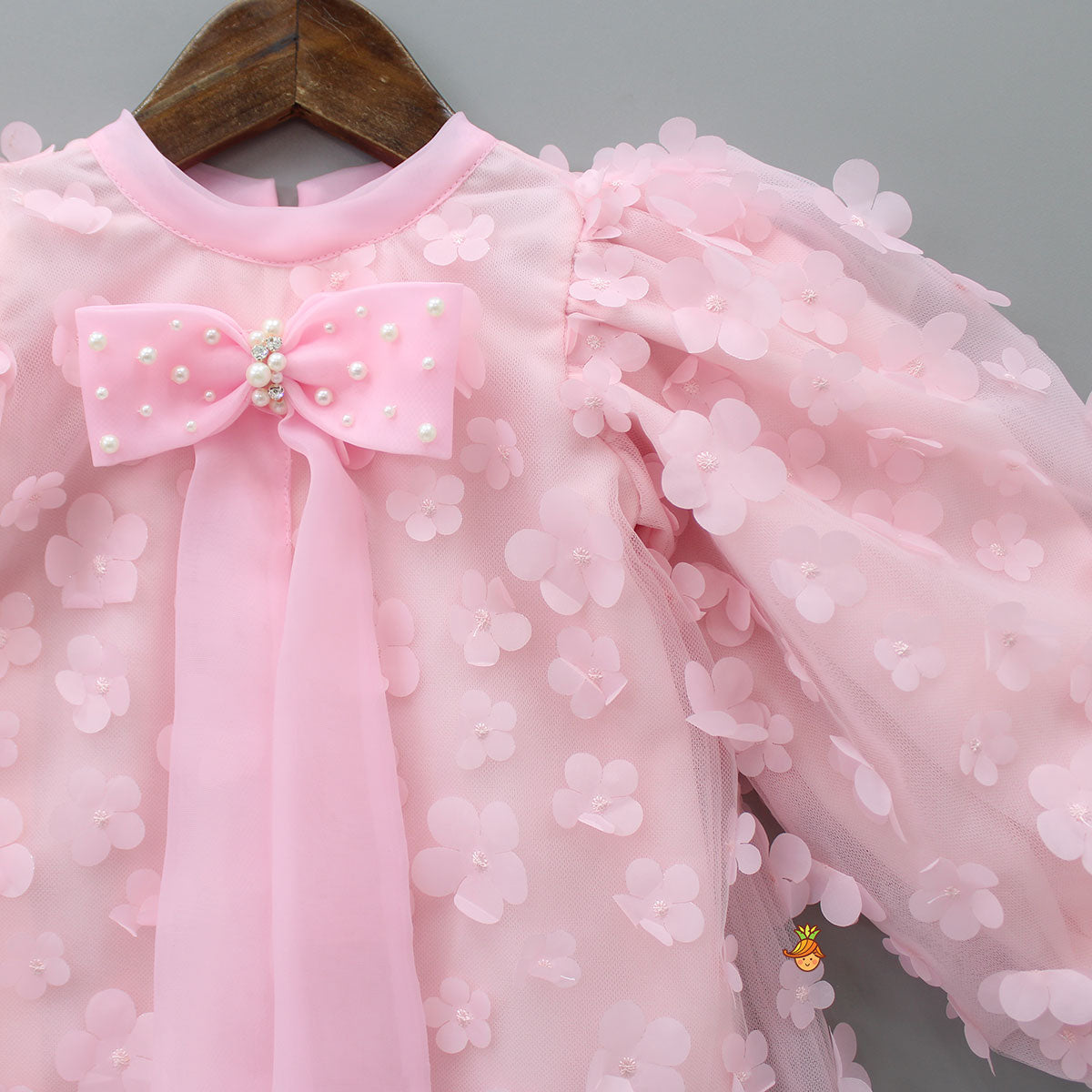 Pre Order: Pink Dress With Flower Embellishments