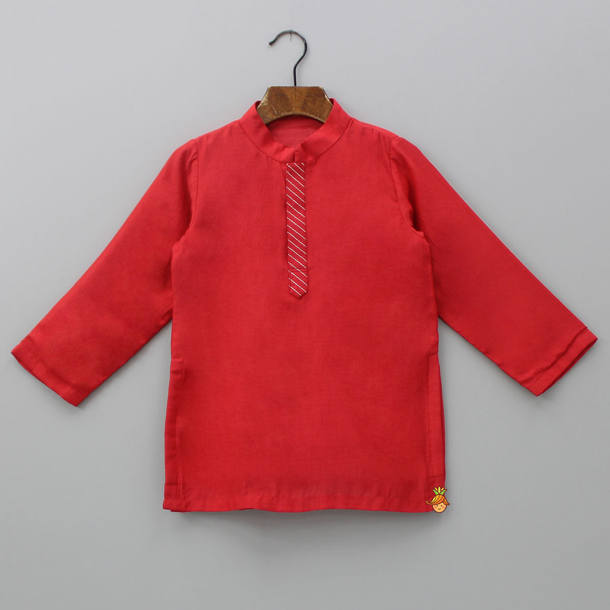 Pre Order: Embroidered Red Jacket With Kurta And Pyjama