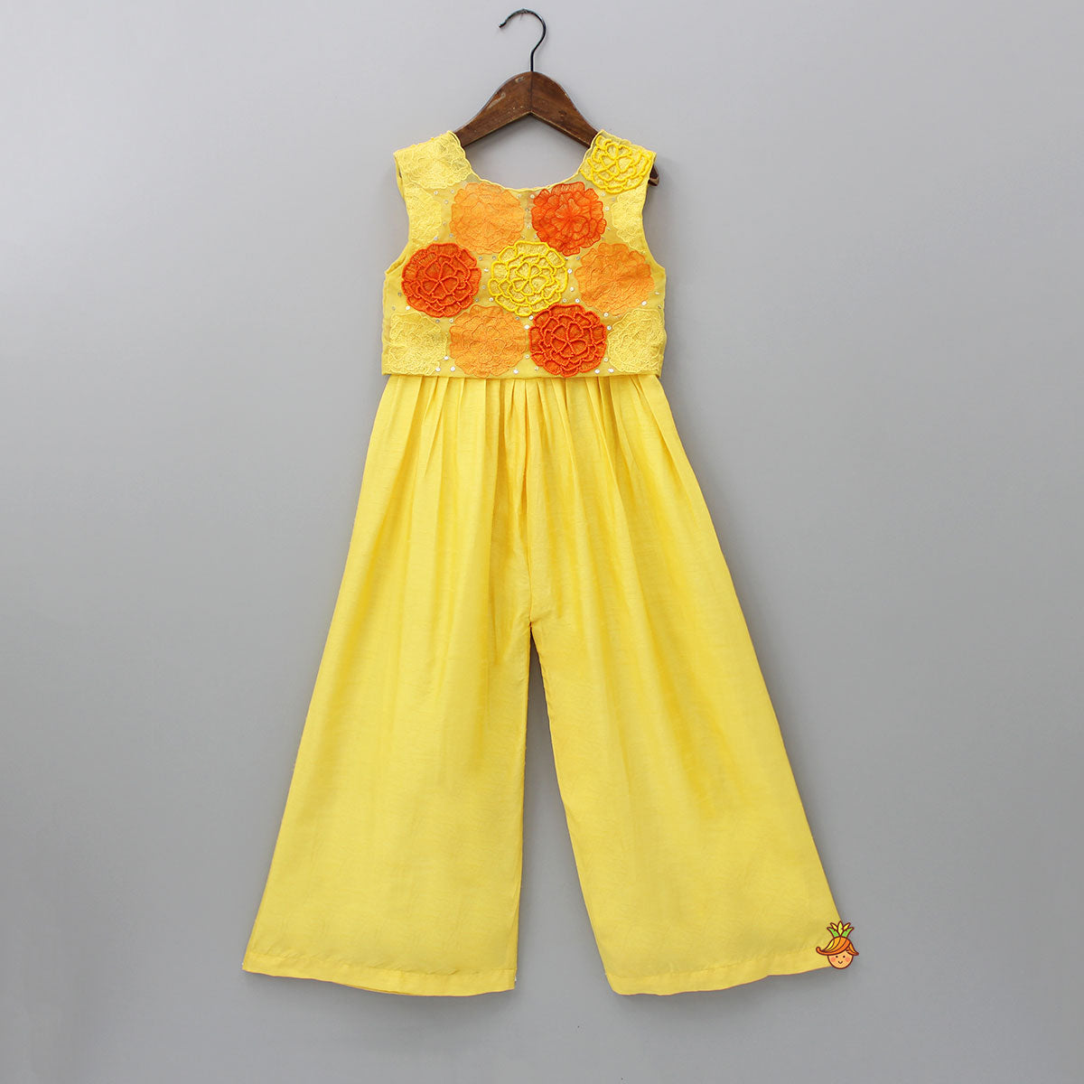 Pre Order: Yellow Jumpsuit With Embroidered Top