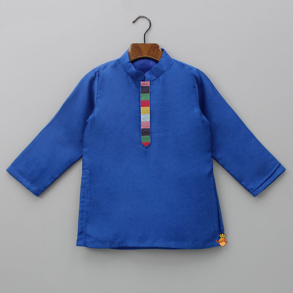 Pre Order: Blue Embroidered Jacket With Kurta And Pyjama