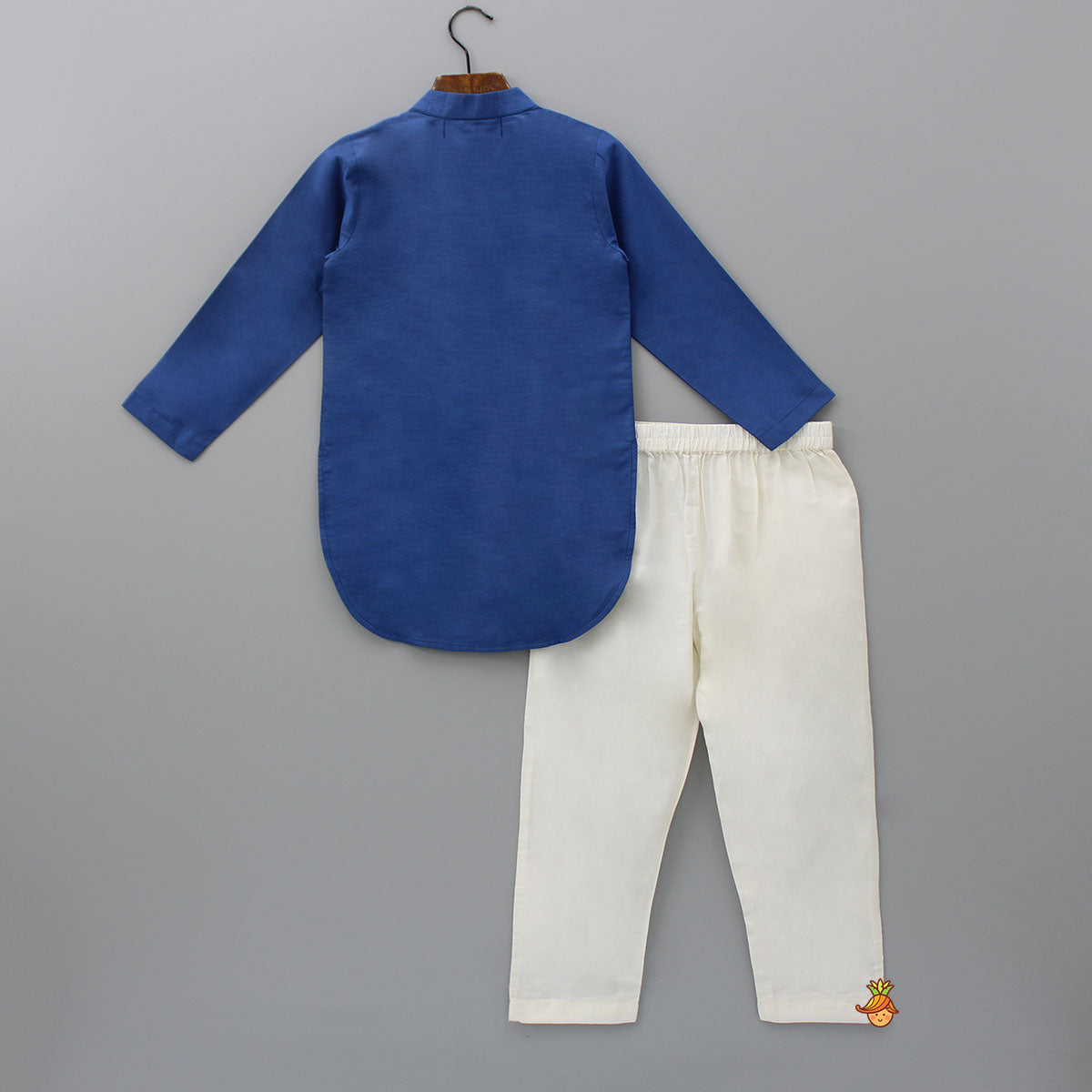 Pre Order: Blue Kurta With Stylish Hem And Pyjama