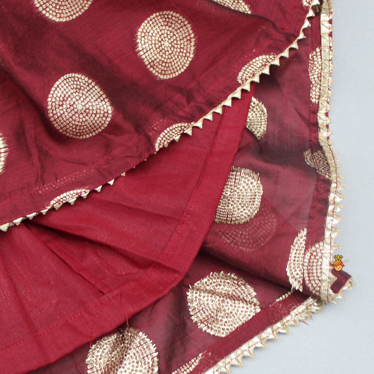 Pre Order: Chanderi Embroidered Maroon Peplum Top With Lehenga