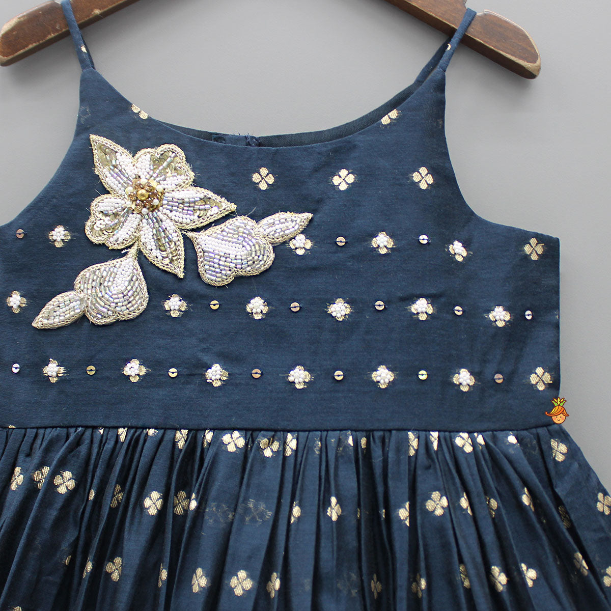 Pre Order: Embroidered Strappy Blue Kurti