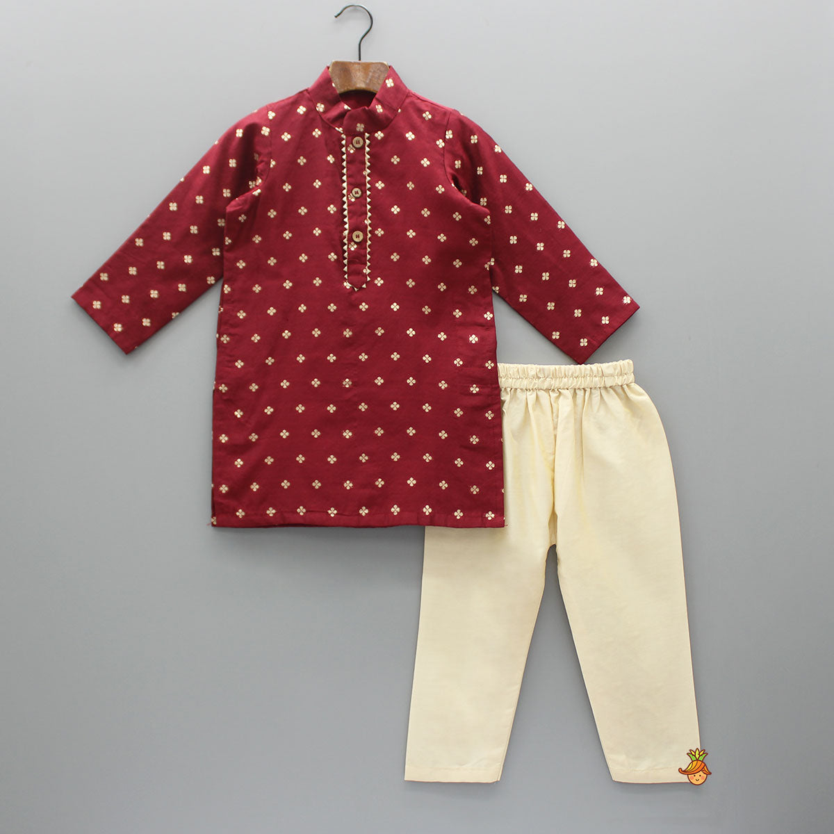 Pre Order: Chanderi Embroidered Maroon Kurta And Pyjama