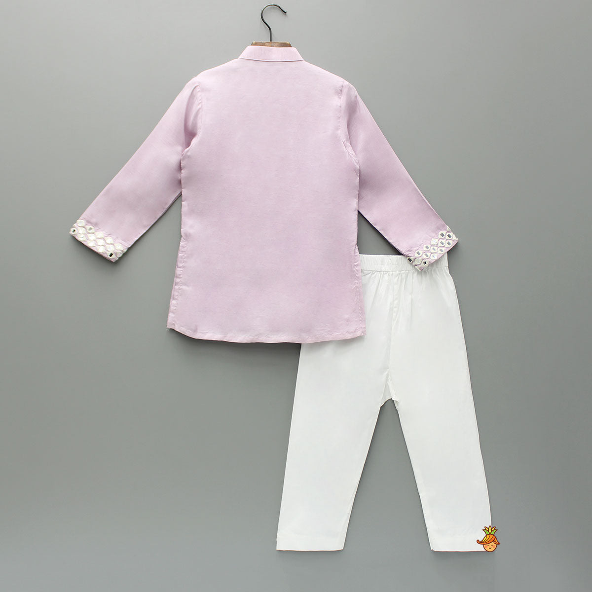 Pre Order: Embroidered Lilac Kurta With Pyjama