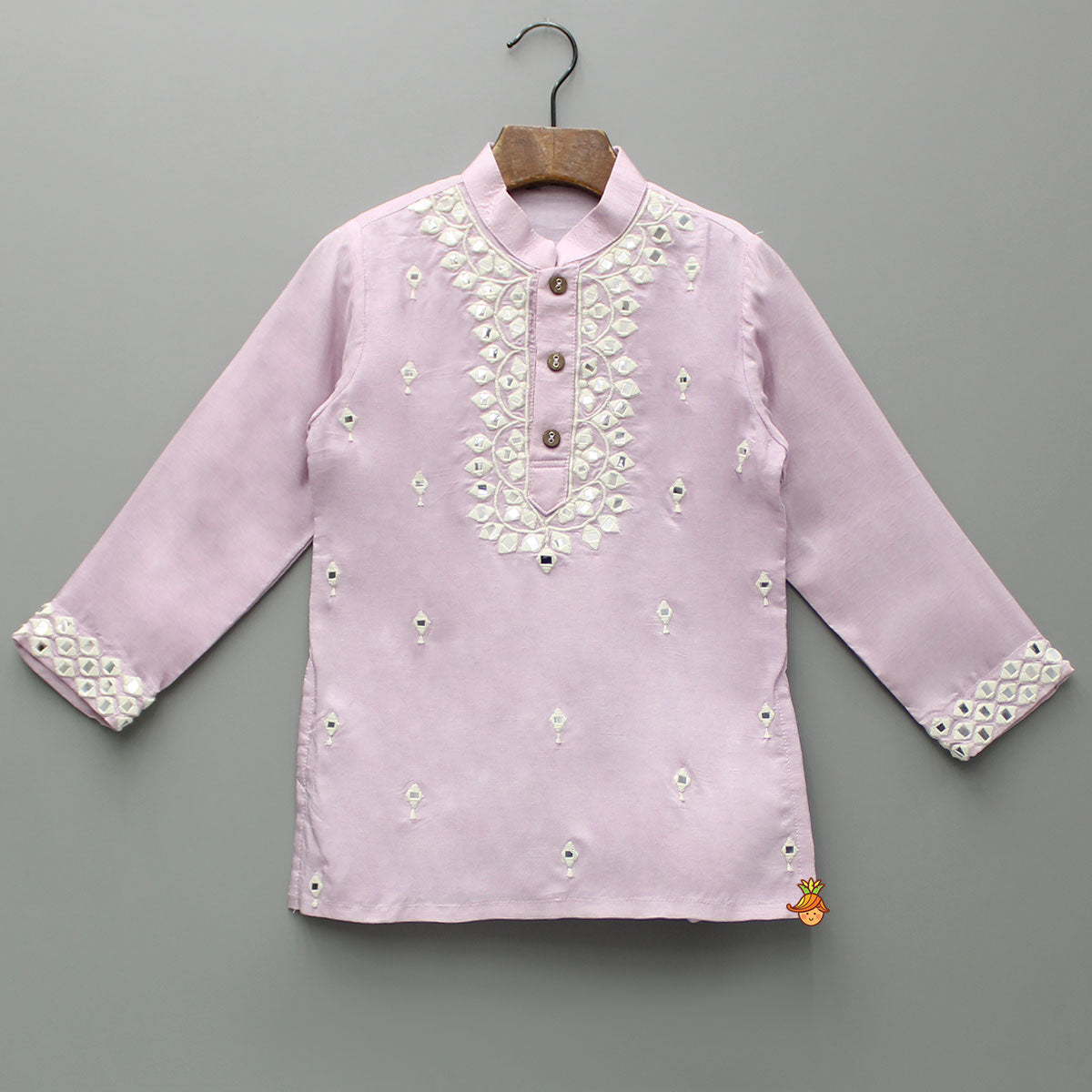 Pre Order: Embroidered Lilac Kurta With Pyjama