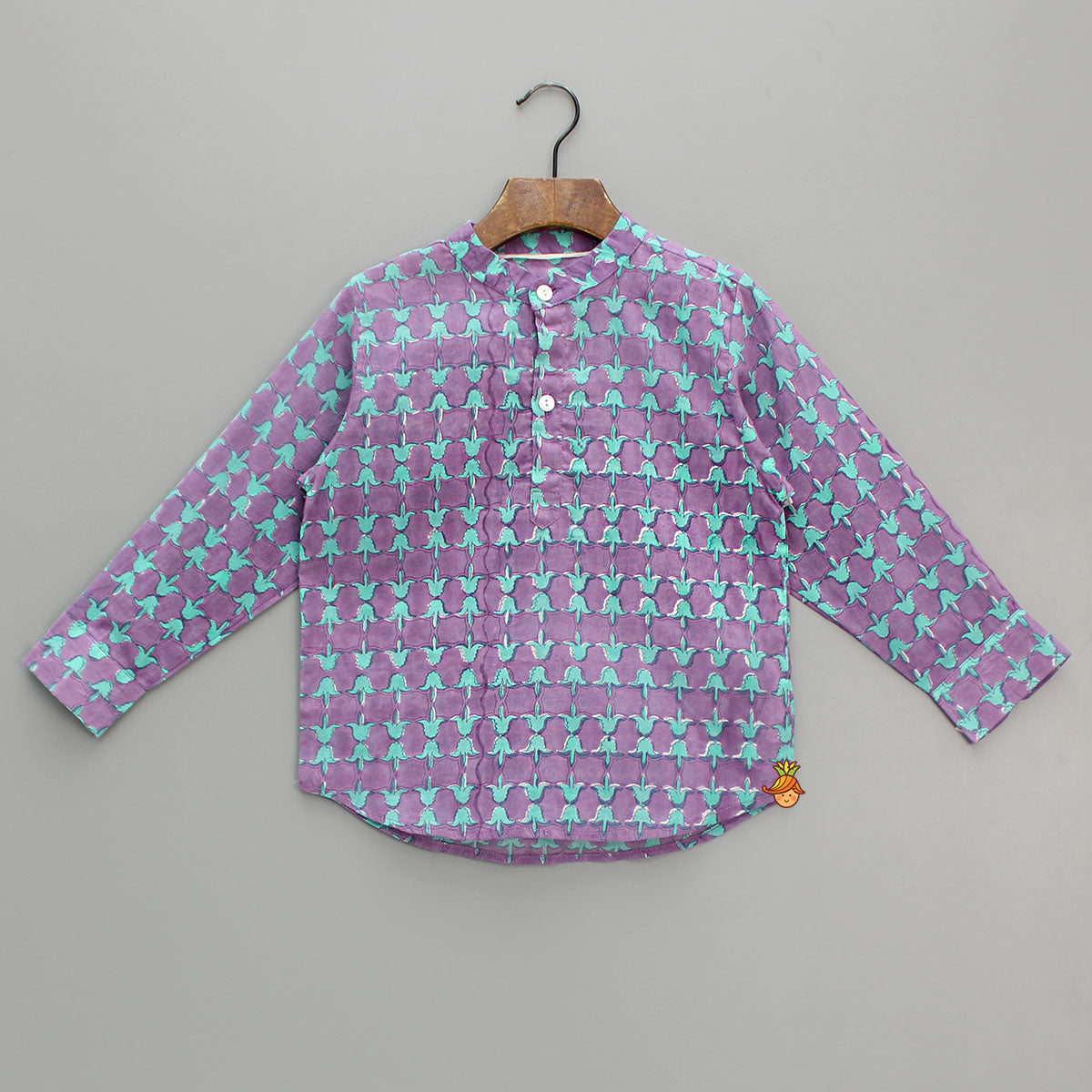 Printed Mandarin Collar Shirt