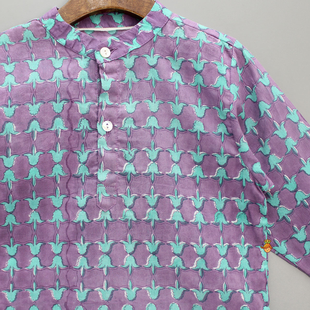 Printed Mandarin Collar Shirt