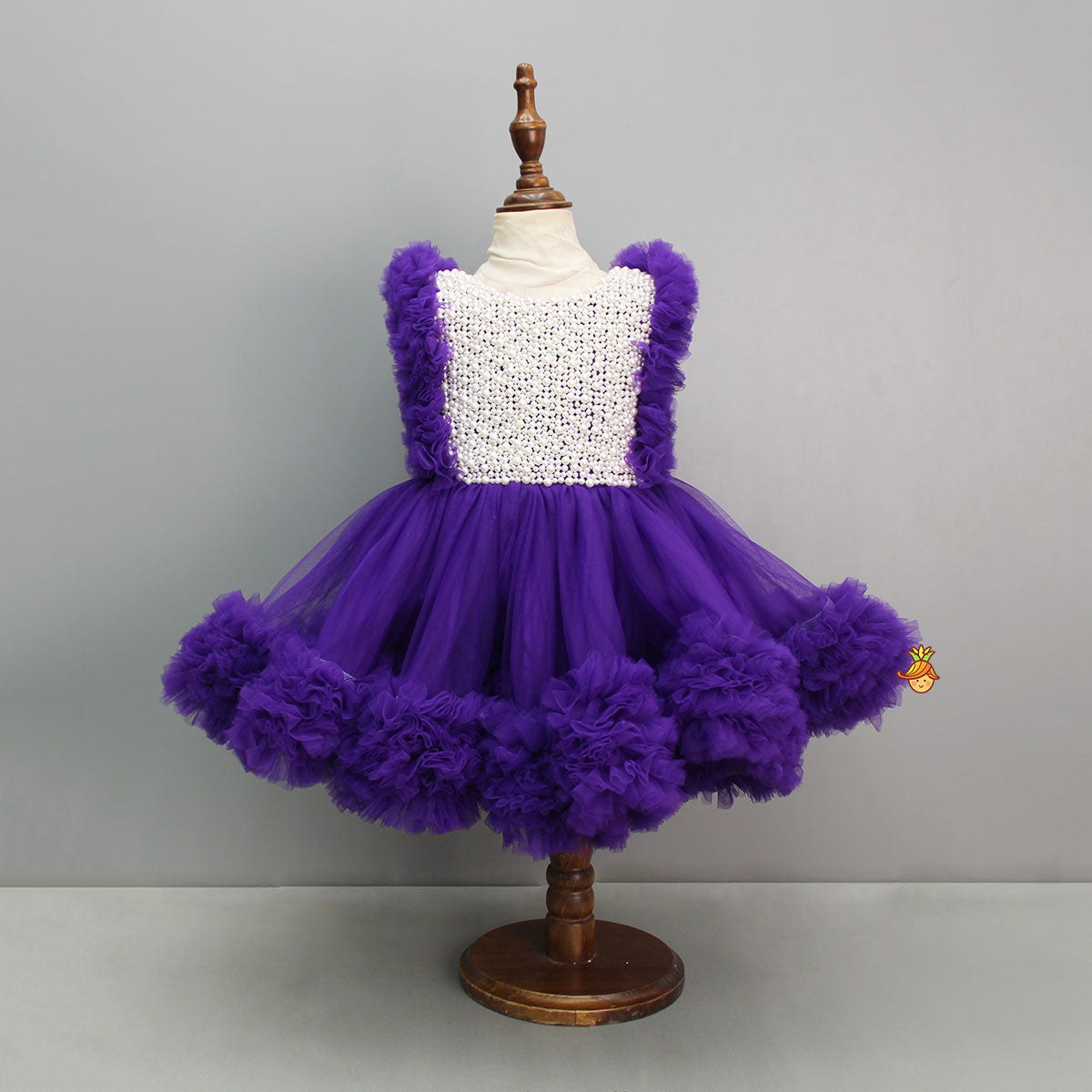 Pre Order: Embroidered Yoke Trail Purple Dress With Detachable Bow And Matching Swirled Bowie Headband