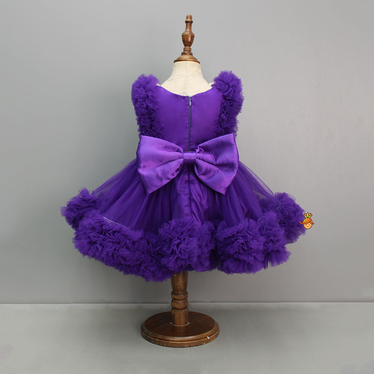 Pre Order: Embroidered Yoke Trail Purple Dress With Detachable Bow And Matching Swirled Bowie Headband