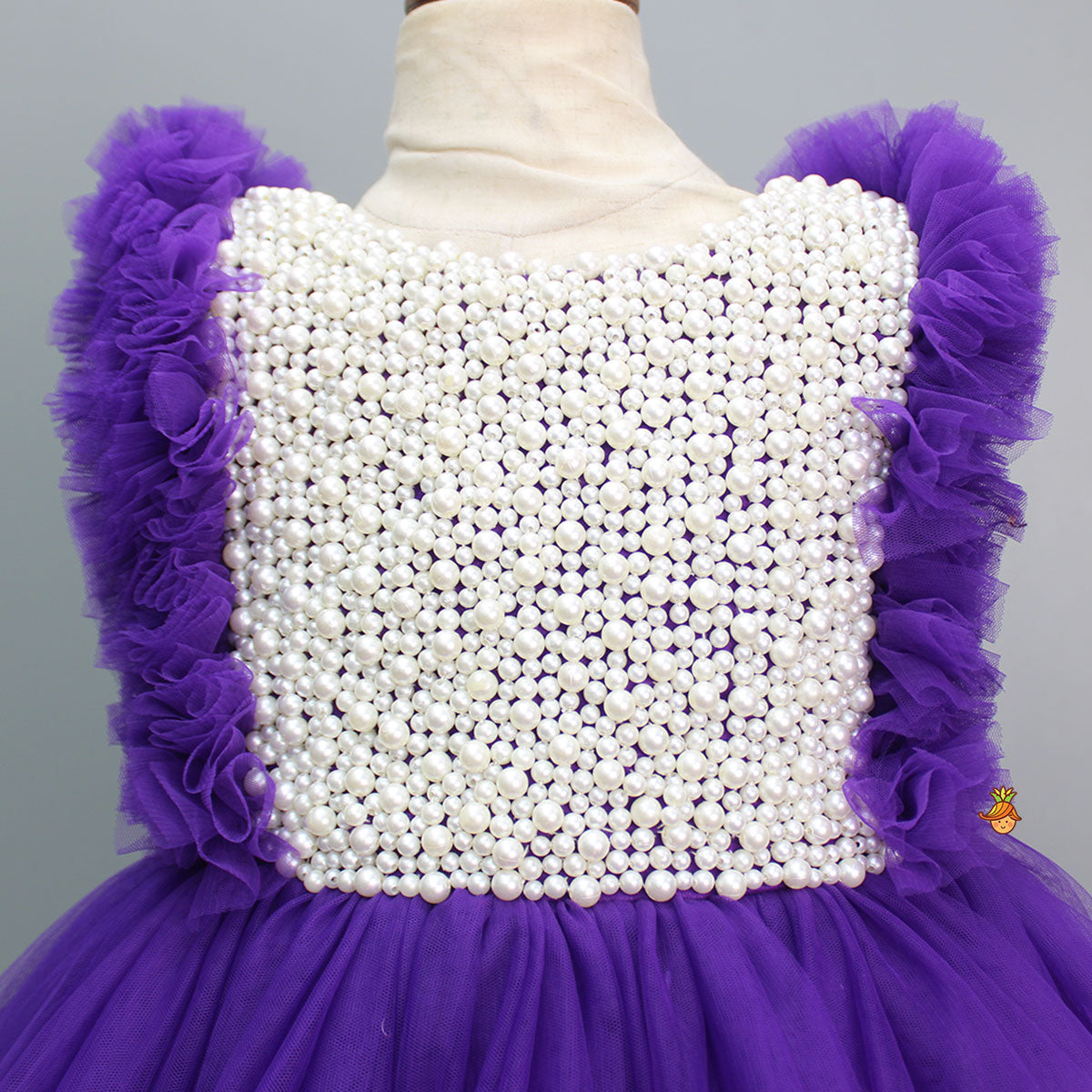 Pre Order: Embroidered Yoke Trail Purple Dress With Detachable Bow And Matching Swirled Bowie Headband