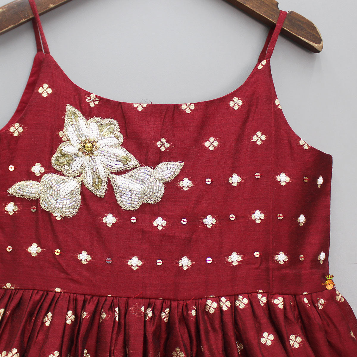 Pre Order: Embroidered Strappy Maroon Kurti