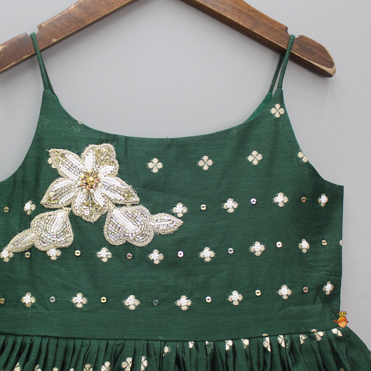 Pre Order: Embroidered Strappy Green Kurti