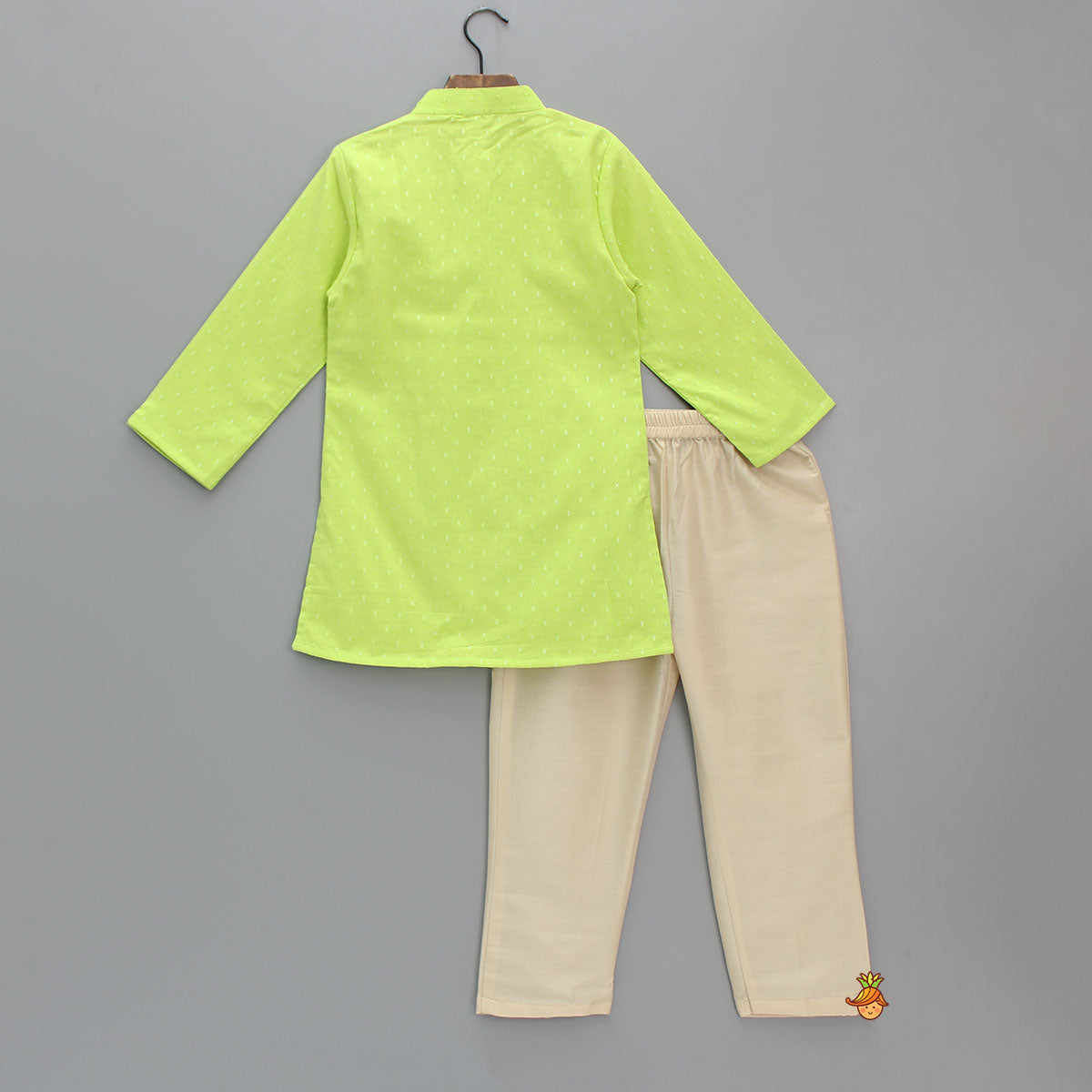 Pre Order: Fuax Mirror Detail Green Kurta And Pyjama