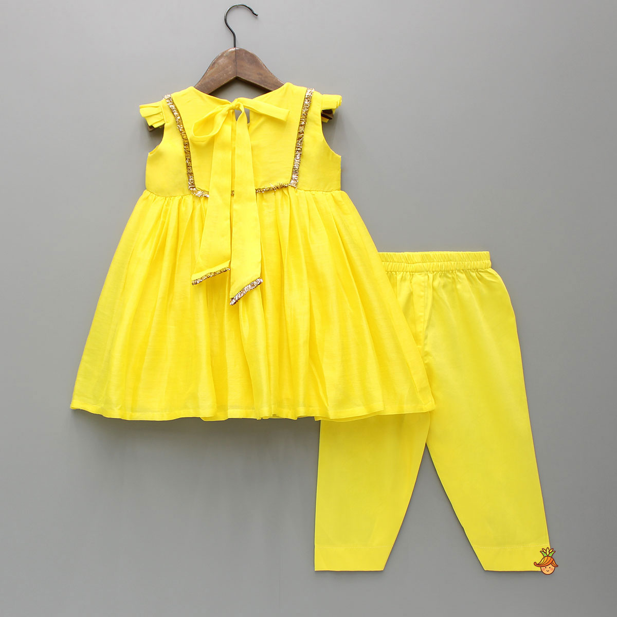 Pre Order: Yellow Embroidered Kurti And Matching Pant