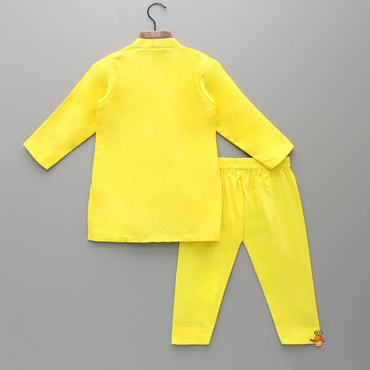 Pre Order: Floral Embroidered Yellow Kurta And Matching Pyjama