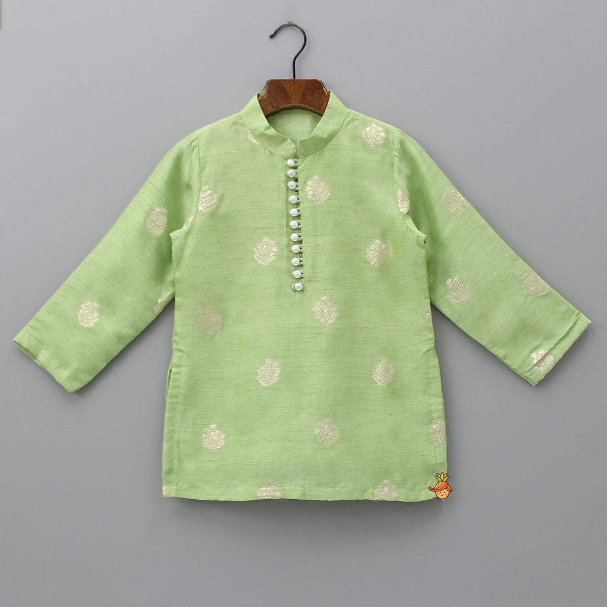 Brocade Green Kurta And Pyjama